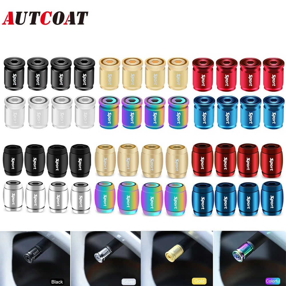 

AUTCOAT Zinc Alloy Anti-theft Sport Car Tire Valve Caps Wheel Tires Tire Stem Air Cap For Cars, Trucks, Motorcycles, Bicycle