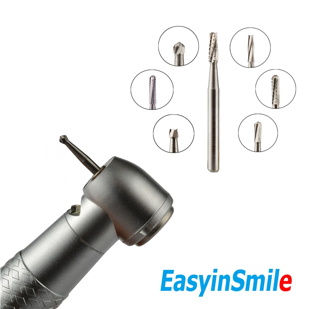 10 Pcs/Pack Easyinsmile Carbide Dental Burs Tungsten Cutter Crown Polish Friction Grip Shank Round X-Cut Cross Cut Taper Head