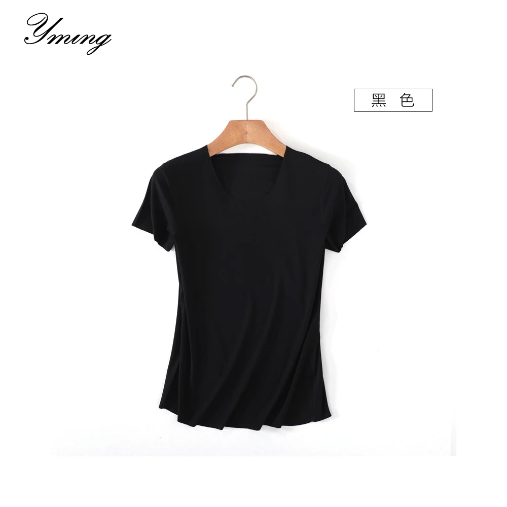 YMING Women's Summer T-shirt Seamless Comfortable T-shirt Women Short Sleeve Thin Shirt Bottoming Shirt Solid Color Casual Top