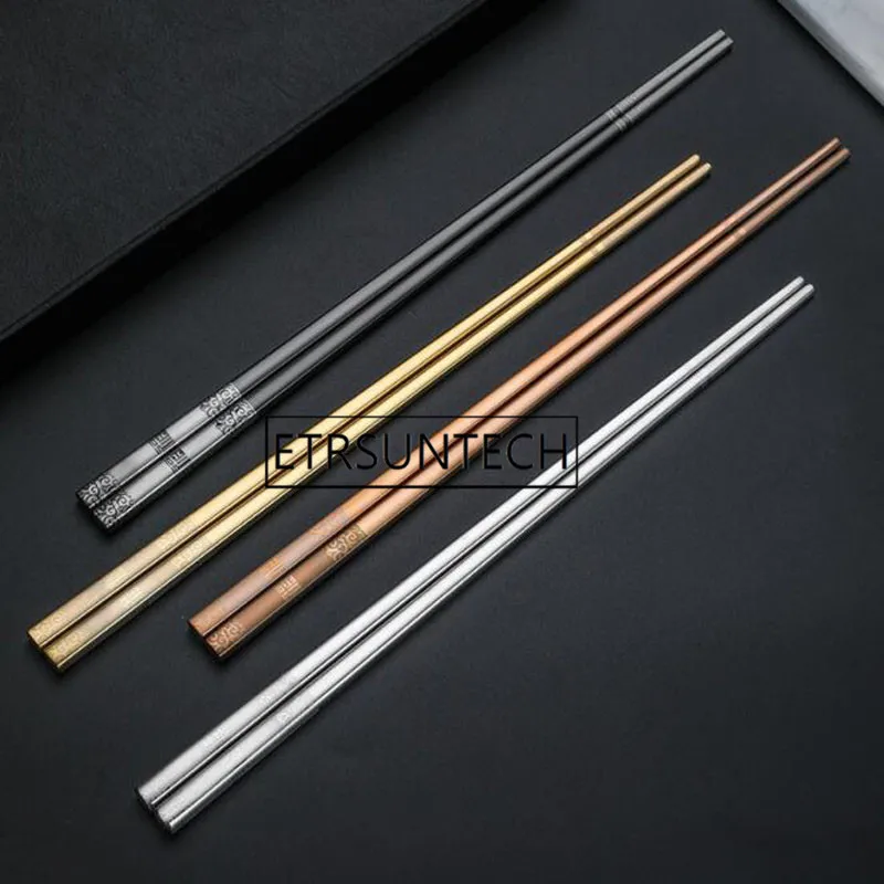 100pairs Stainless Steel Chopsticks Metal Chop Sticks Tableware Silver Gold Multicolor Wedding Party Festival Supplies