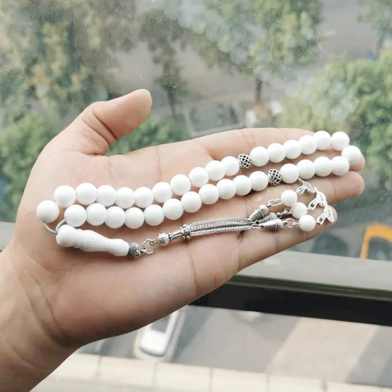 New Tasbih White ceramic Muslim Rosary prayer beads 33 beads Bracelet islamic pendant Misbaha arabic fashion jewelry Accessories