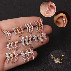 1Pc Stainless Steel Barbell Crystal Cz Cartilage Stud Earring Helix Targus Rook Conch Daith Ear Lobe Piercing Earrings Jewelry