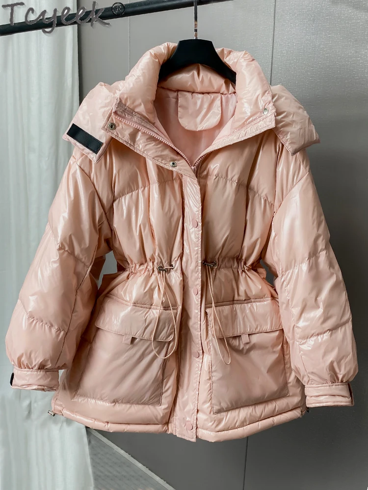 Parkas com capuz de pato branco feminino, casaco coreano feminino, casacos de inverno, 90% baixo, moda, 46, 2021, 46