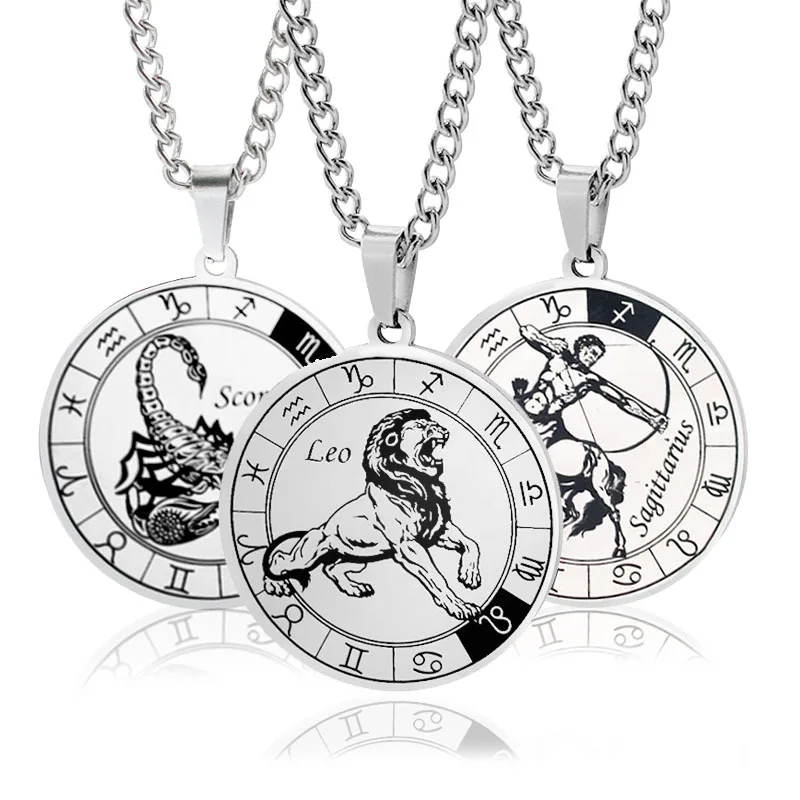 VNISTAR 316 Naszyjnik zodiaku ze stali nierdzewnej Hurtownia Mężczyźni Kobiety Horocope Biżuteria Dropshipping Never Fade Constellation