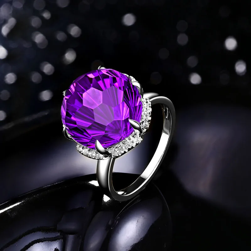 SLFD Natural Amethyst 18K Pure Gold 2023 New Hot Selling Top Ring Women Heart Shape Ring  For Ladies  Woman Genuine Jewelry