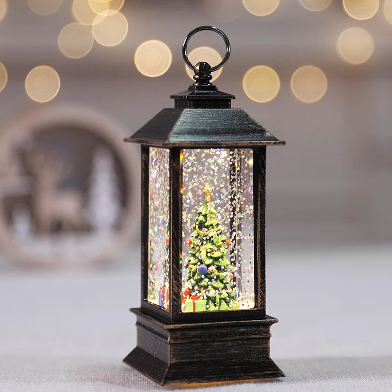 Christmas Decorations for Home Lantern Led Small Oil Lamp Light Candles Xmas Tree Ornaments Santa Claus Elk Lamp New Year Gift