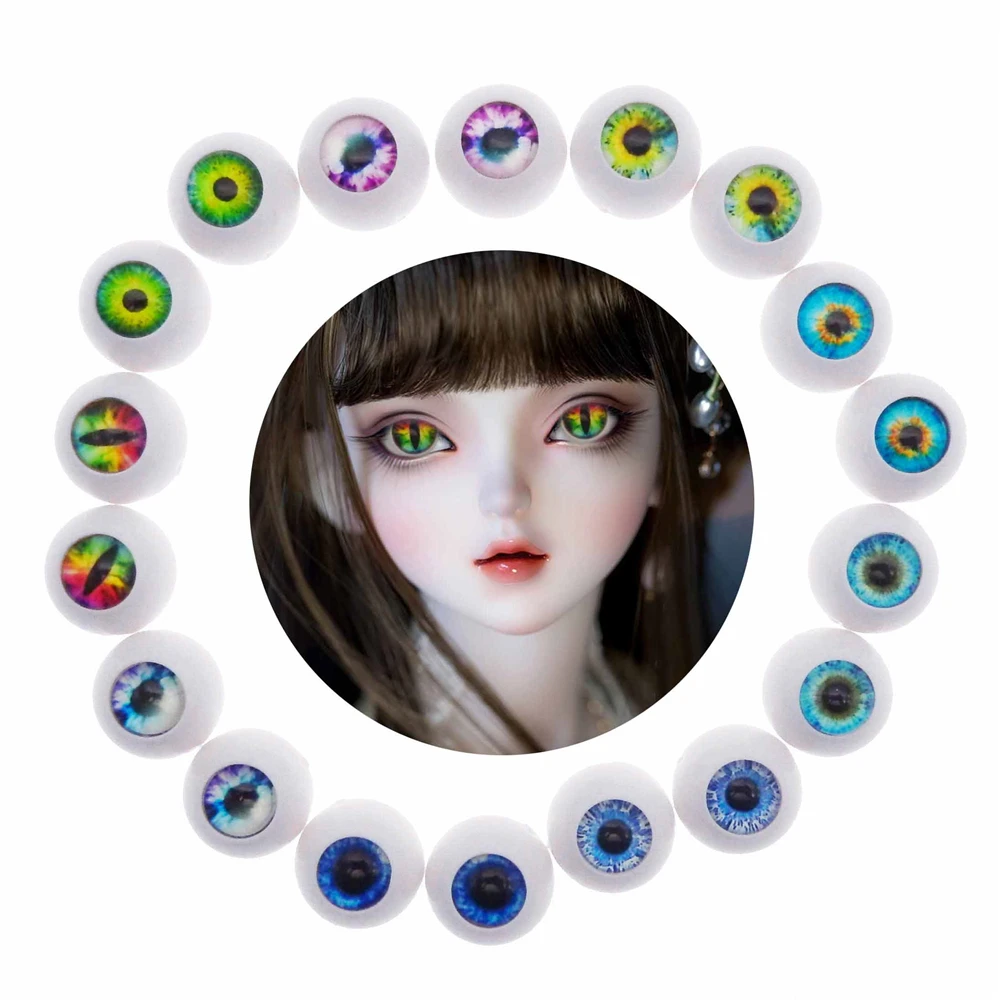 Julie Wang 12Pairs Mix Plastic Round Safety Eye Glass Dragon Evil Pupil Eyeball Teddy Needle Felting Doll Toy DIY Accessory 18mm