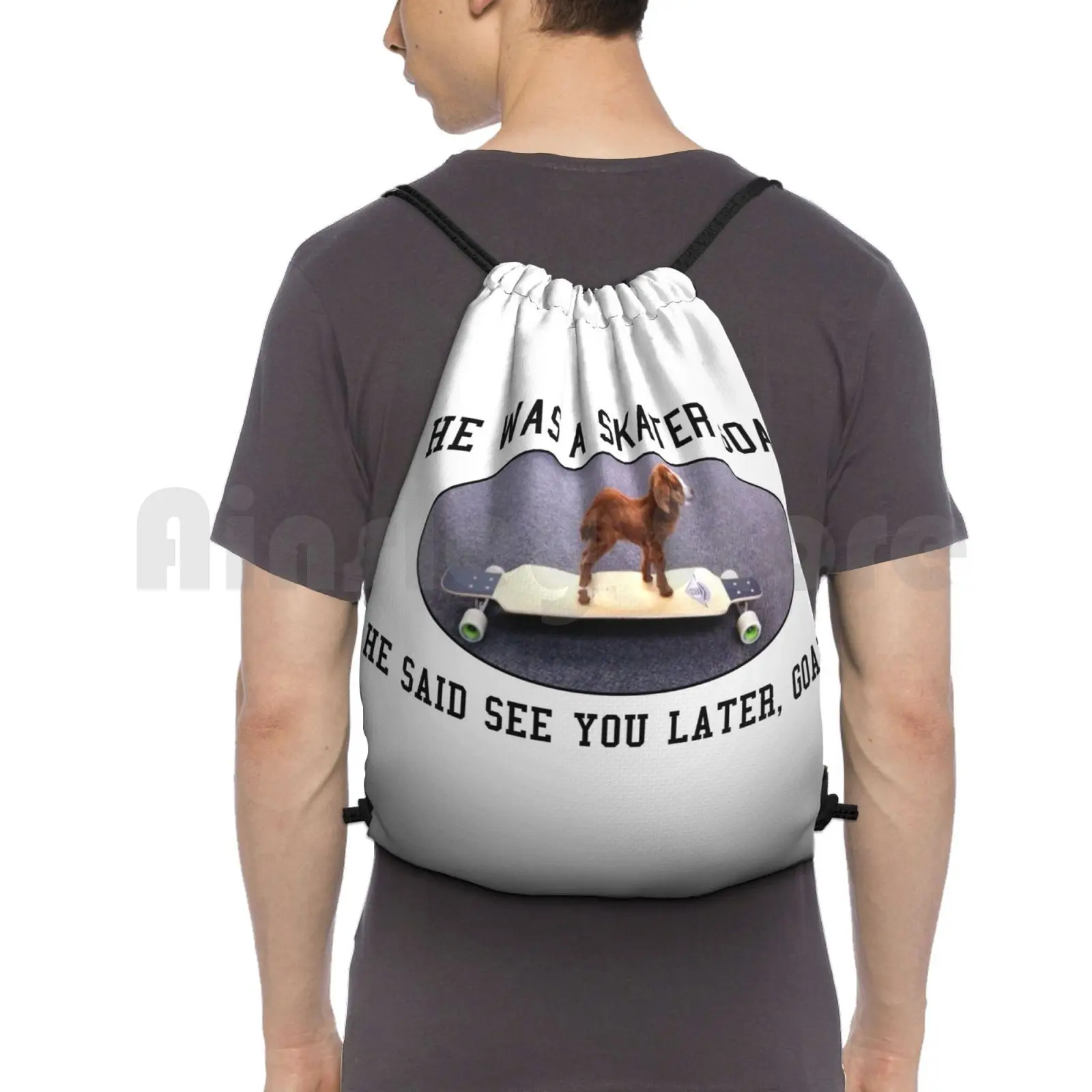 Skater Goat Backpack Drawstring Bag Riding Climbing Gym Bag Tumblr Goat Skater Goat Skater Cool Funny Hipster Goat Simulator