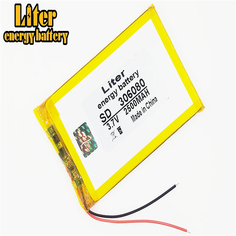 li-po 3.7V 2500mAh,[306080] PLIB; polymer lithium ion / Li-ion battery for SMART WATCH,GPS,mp3,mp4,cell phone,DVD,SPEAKER