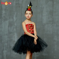 Carnival Circus Ringmaster Tutu Dress with Headband Girls Birthday Party Fancy Dress Lion Tamer Halloween Cosplay Costume