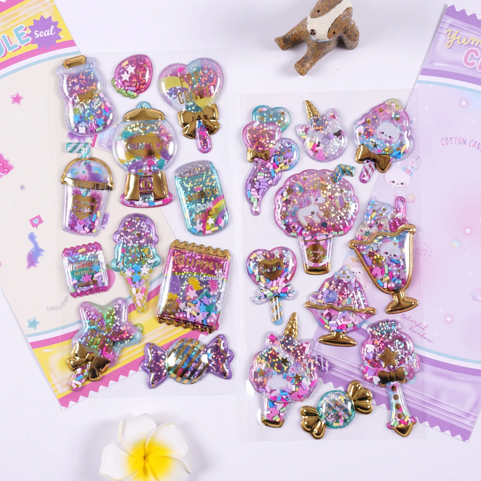 1 pc Kawaii Glittering 3D Capsule Stickers Scrapbooking Diy Diary Stationery Sticker Cute Gift Supplies Sheets