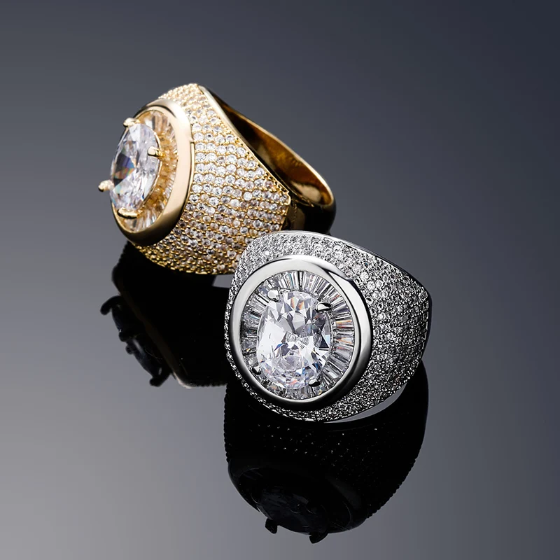 Hip Hop Micro Paved AAA+ Cubic Zirconia Bling Iced Out Round Finger Rings for Women Ladies Fashion Jewelry Drop Shipping