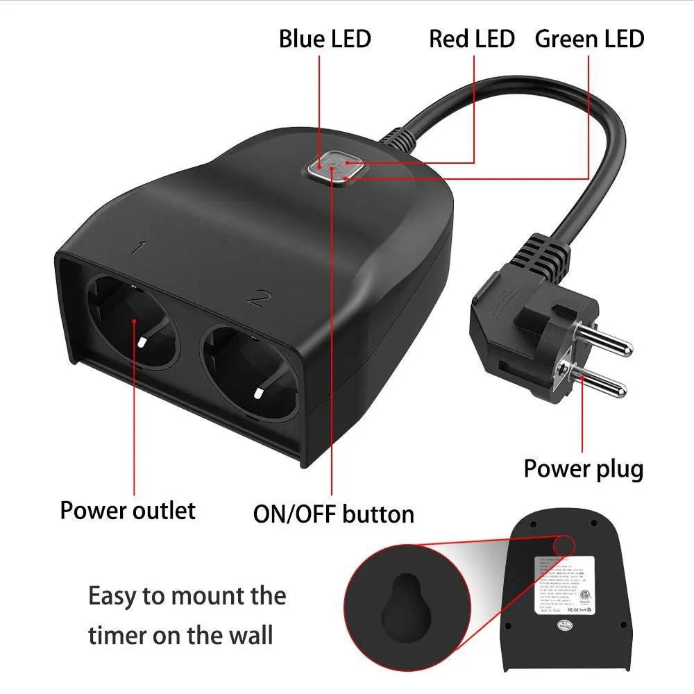 Outdoor Wifi Smart Plug IP44 Waterproof Outlet Tuya Smart Garden Water Timer Socket Remote Control Wifi Works with Alexa Google