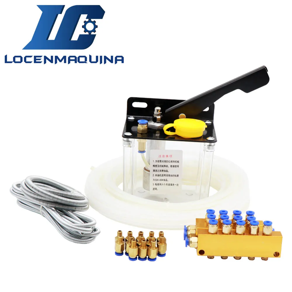 600CC Manul Lubrication Oil Pump CNC Machine Kit Output Kit 4mm 6mm for CNC Machine Guide Rack Gear and Pinion Tool