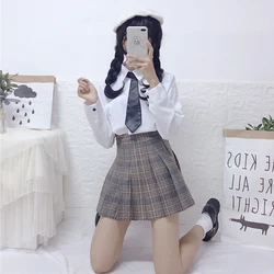 2020 spring new Japanese loli retro plaid high waist pleated skirt  age-matching wild jsk dress women