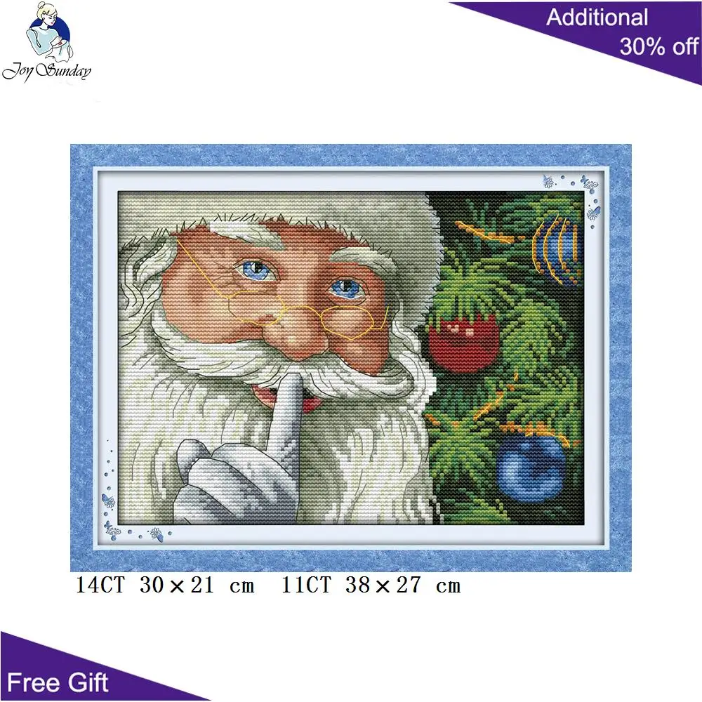 Joy Sunday Santa Claus Cross Stitch Kits, Counted and Stamped Home Decoration, Merry Christmas, R308 3, 14CT, 11CT