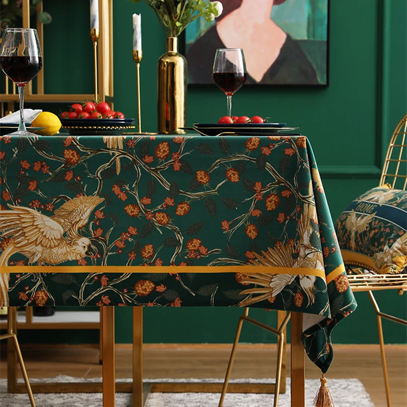 Diningtable Decor Tablecloth American Luxury Vintage Printed Home Coffee Table Cloth Rectangular Waterproof Hotel Tablecloth