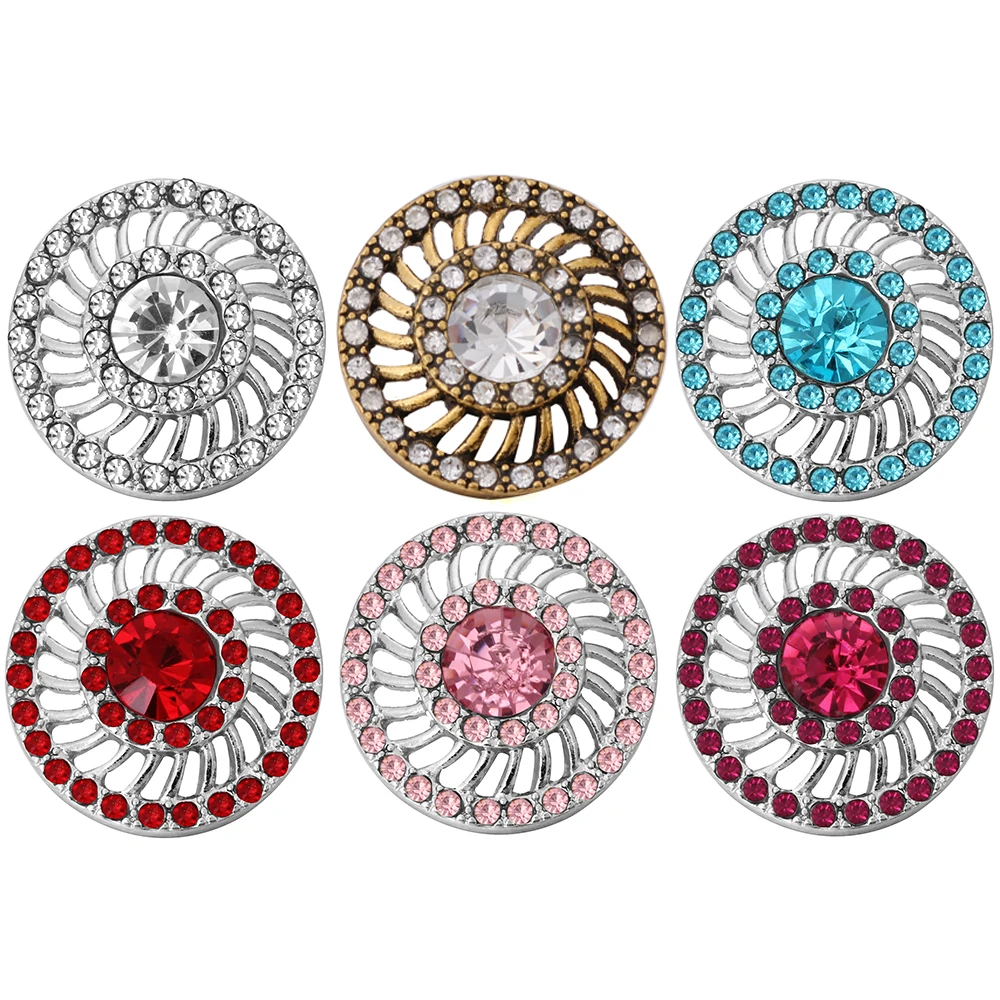 6pcs/lot Multiple Styles Snaps Jewelry Mixed 18mm Snap Button with Crystal Rhinestone Button for 18mm Snap Bracelets Bangles