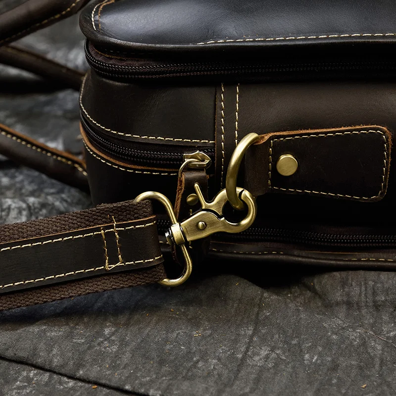 Newsbirds Mens Leather Handbag 15.6 Inch PC Notebook Laptop Briefcase Shoulder Bag 100% Cowhide Man Bag Male Business Bag