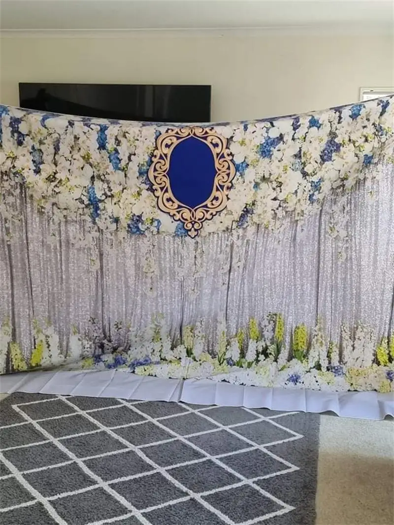 Laeacco Романтическая свадьба сцена цветы венок на дверь сцена любовь Приморский сцена фотографический фон, фото-декорации Фотостудия