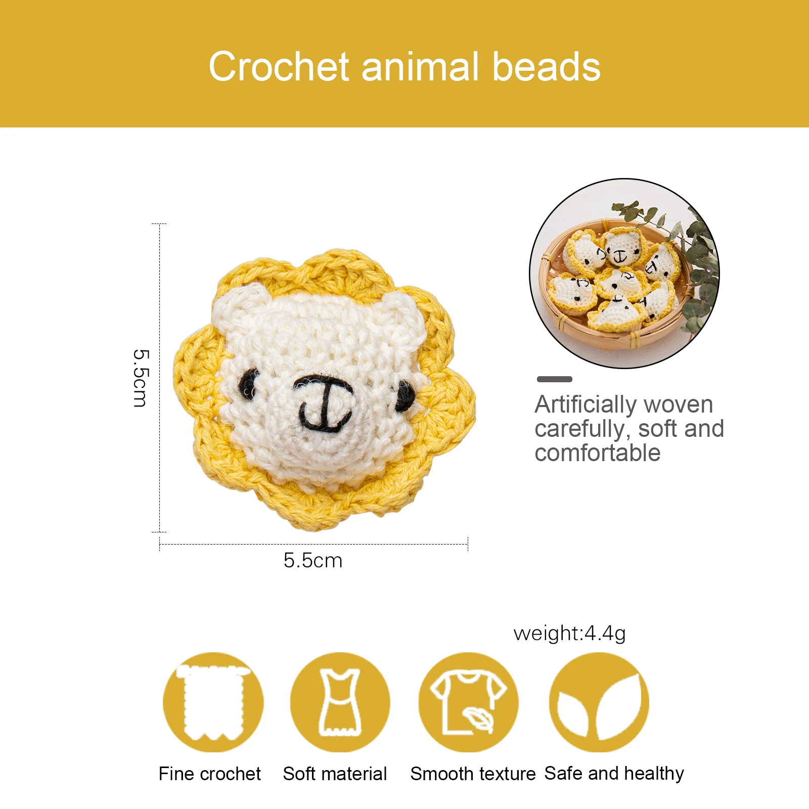 Crochet Beads Cute Animal Lion Fox DIY Molar Knitting Jewelry Crib Baby Sensory Baby Toys Children\'s Products