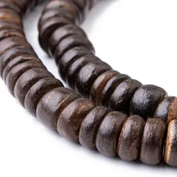 Jewelry DIY Beads Coco Nut Beads Strands, Flat Round, Chocolate, 7x4mm, Hole: 1mm; about 88pcs/Strand, 16