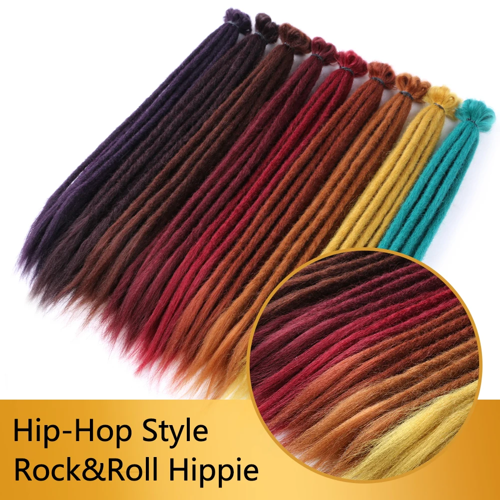 Extensiones de rastas sintéticas hechas a mano, trenzas de ganchillo, pelo Reggae, estilo Hip-Hop, trenza de pelo de ganchillo, 22 pulgadas