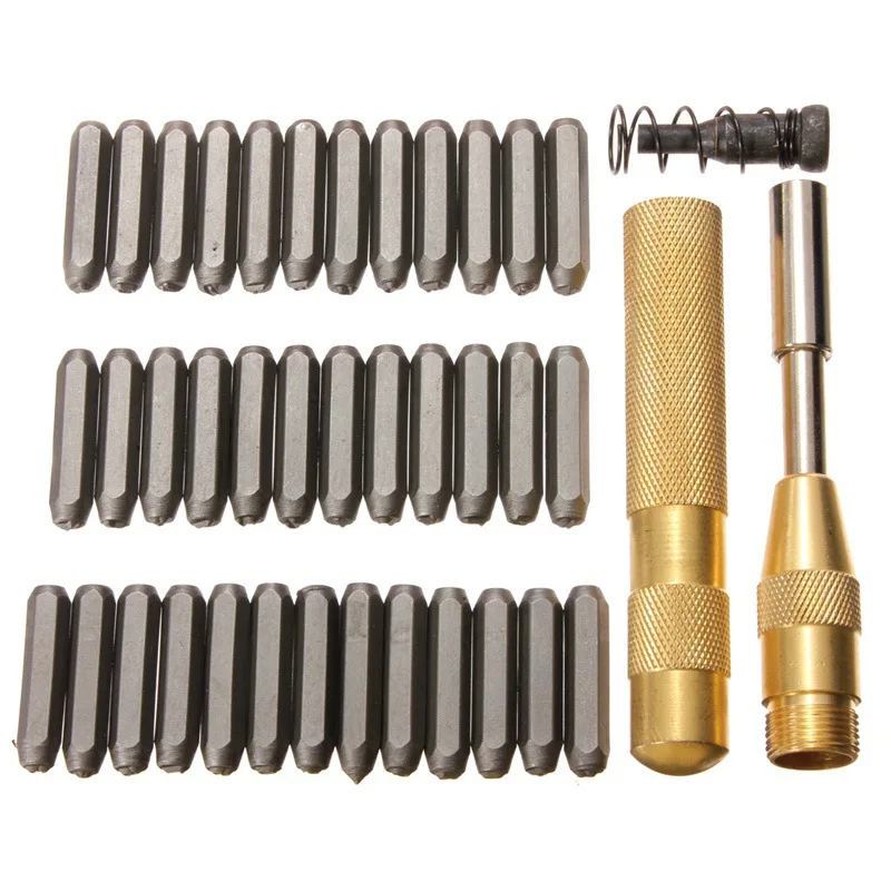 38Pcs numero di lettera automatico che timbra il Set di strumenti per punzonatura in metallo per punzonatura in metallo morbido in pelle di plastica