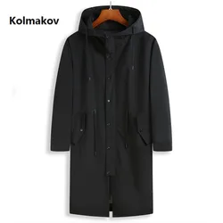 2024 spring Long style coat men's High quality casual trench coat , casual hoooded jackets men,size XL-8XL