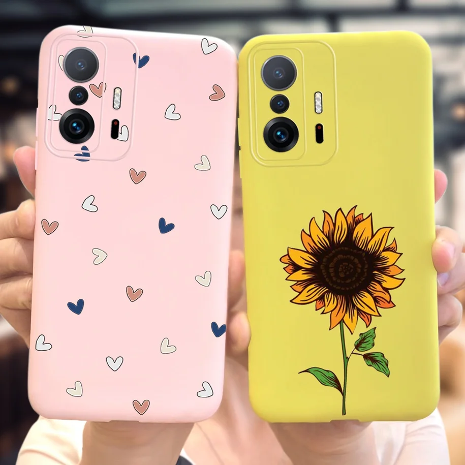 Love Heart Couple Case For Xiaomi 11T Pro Global Version Cover Luxury Matte TPU Soft Funda For Xiaomi Redmi Note 11T Mi11T Coque