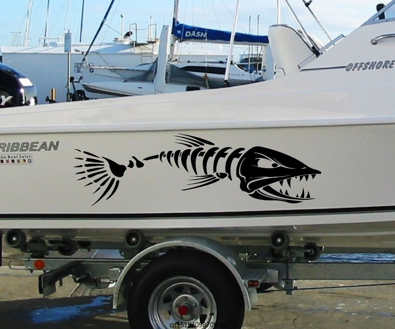 

2 Pcs Fish Bone Stickers for Boat Body Decal Styling Engine Hood Decor Cruise Sticker Mural Vinyl Covers Autosticker Car Decals