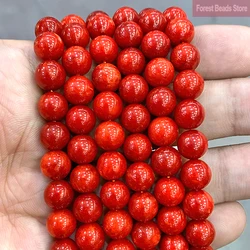 Smooth Red Chalcedony Jasper Natural Stone Beads Round Loose Spacer Beads For Jewelry Making DIY Bracelet 15