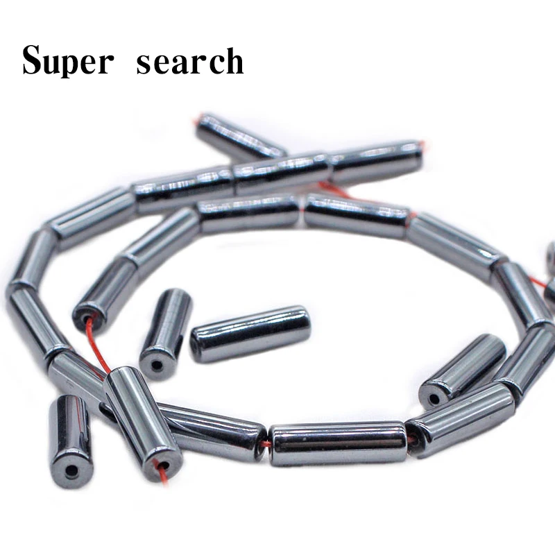 Natural Stone Hematite Tube Beads Loose Beads Semi-precious Stones Black Small Beads Made Necklace DIY Bracelet Necklace