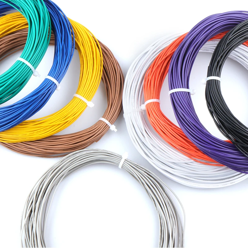 1 Set 50Meters 26AWG Flexible Wire PVC Cable 26AWG 1.3mm Tinned Copper Wire 10 Colors Insulated LED Cable For DIY Connect