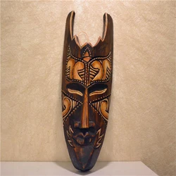 Southeast Asia wood mask for wall decoration, Thai wood carved facial makeup decorative pendant, Bar restaurant wall decorations