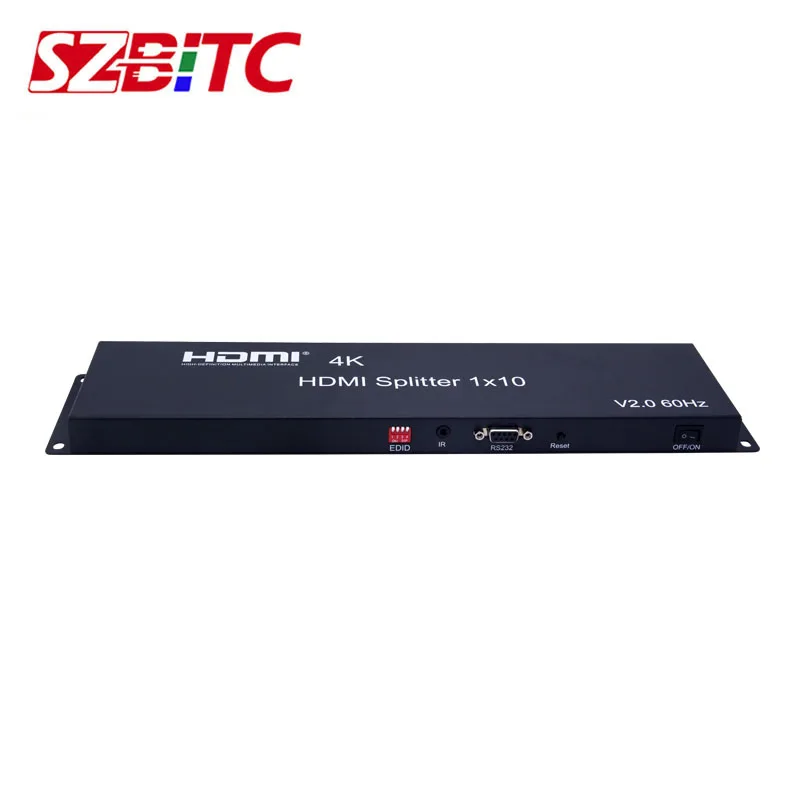 SZBITC 4k HDMI Splitter 1 in 10 out Video Distributer 1x10 HDMI Converter EDID Button for PC DVD to TV Monitor