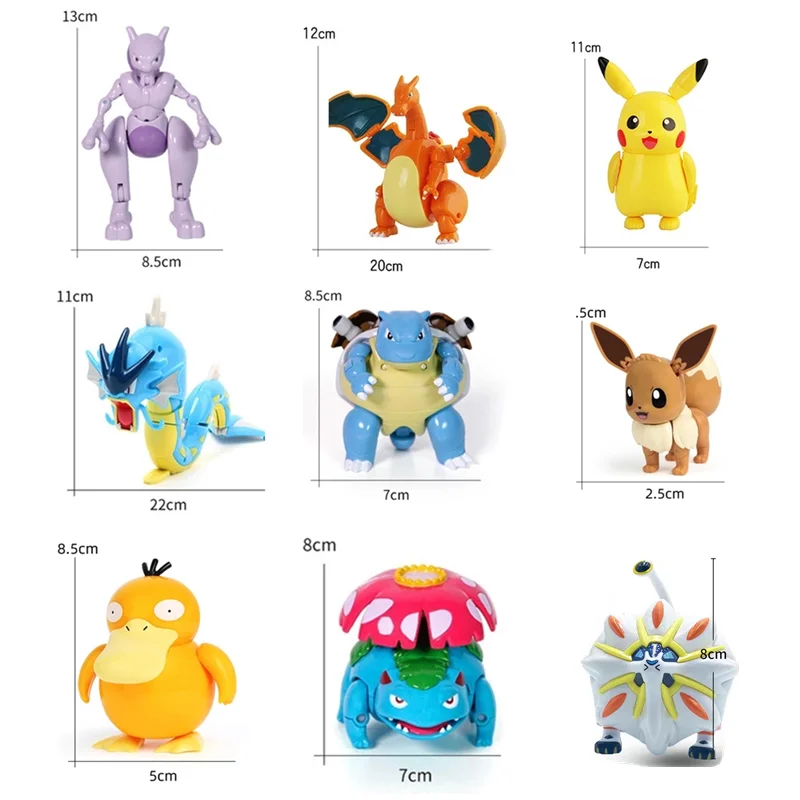 Pokemon Figuren Echte Originele Doos Pikachu Mewtwo Charizard Pocket Monster Pokeball Action Vervorming Speelgoed Model Childre Gift