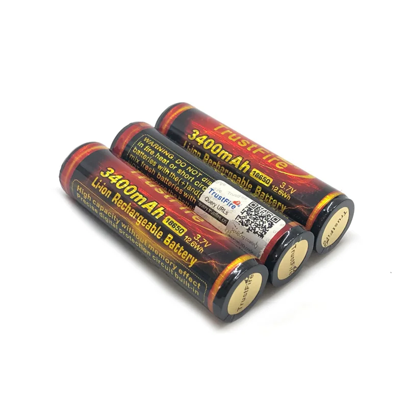 TrustFire 3.7V 3400mAh 18650 Rechargeable Lithium Battery High Capacity with Protected PCB for LED Flashlights/Headlamps