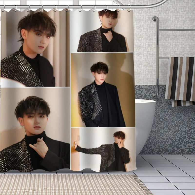 Custom High Quality Singer Actor Z.TAO Shower Curtain Waterproof Bathroom Polyester Fabric Bathroom Curtain With Hooks