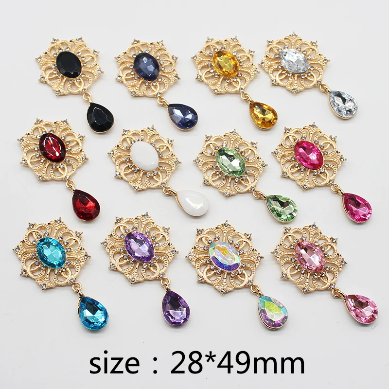 

New 10pcs alloy shiny rhinestone acrylic pendant DIY clothing decoration wine glass ladies brooch gift box jewelry accessories