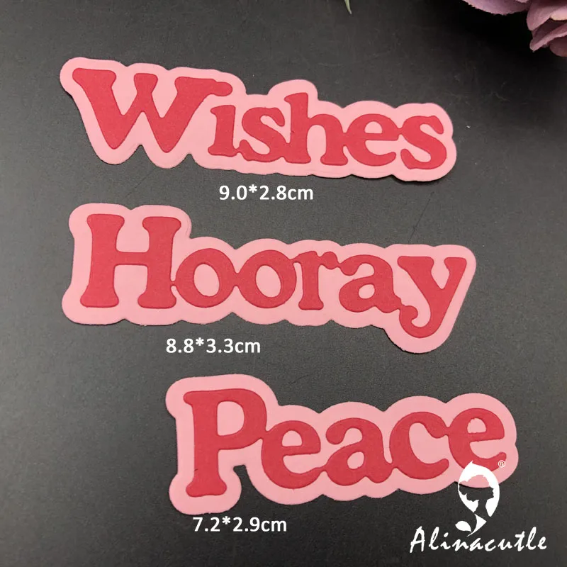 Alinacutle Metal Cutting Die Cut Letters Wishes Hooray Peace Scrapbooking Paper Craft Handmade Album Card Punch Art