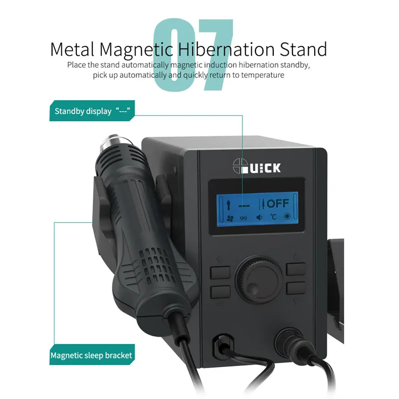 QUICK 715 2 in 1 rework and soldering station equal to QUICK 2008 air gun and QUICK 936A soldering iron combination