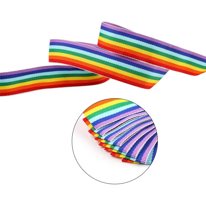 25mm arcobaleno nastro Grosgrain striscia Double Face artigianato fai da te cucito Hairbow confezioni regalo avvolgimento decorazione Festival di