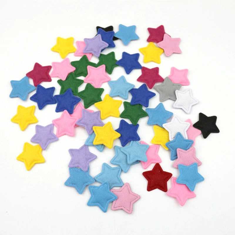 100Pcs 2.5cm Felt Cloth Stars Padded Appliques DIY Craft Supplies Kids Hair Accessories Artesanato Material Ornaments Pentagram