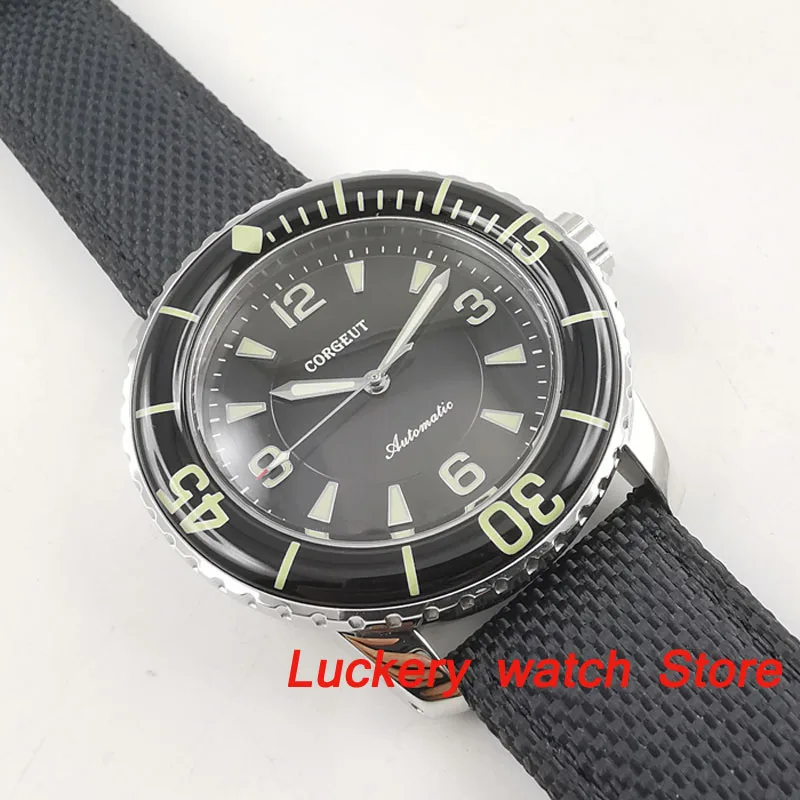 45mm Corgeut Luminous Mechanical Watches black Dial Automatic Diver Watch-CA48