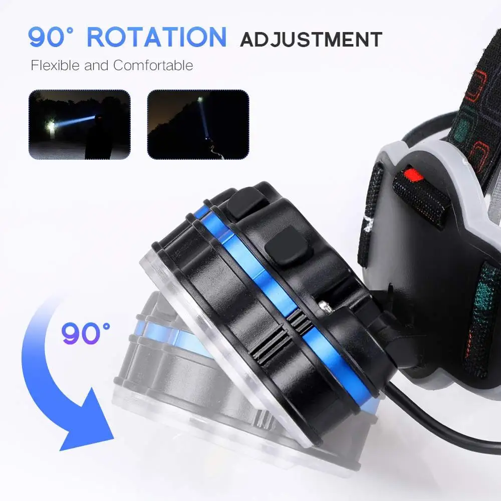 Linterna frontal led más potente, linterna frontal recargable por USB, linterna frontal de 7 LED, linterna frontal resistente al agua
