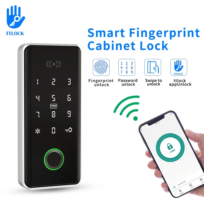 Drawer Lock 13.56Mhz RFID Biometric Fingerprint Lock For Spa Swimming Pool Gym Electronic Cabinet Lock TTLOCK