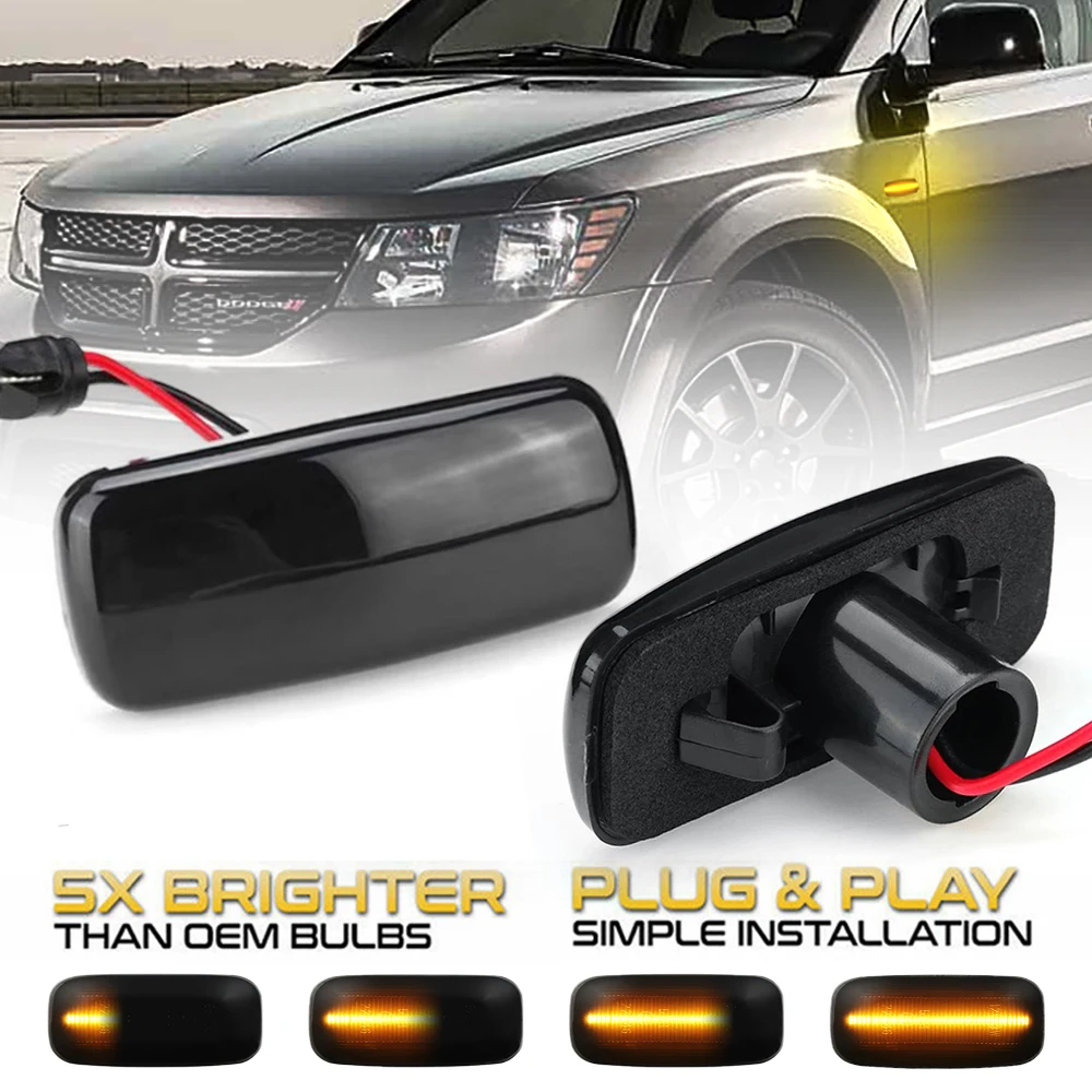 

Smoked Dynamic LED Side Marker Turn Signal Lights For Dodge Grand Caravan Journey Charger LX Avenger Caliber Nitro Lancia Flavia