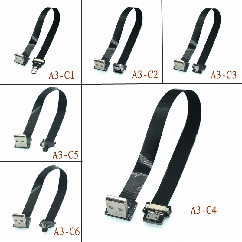 FFC Micro Mini USB FPV Slim Thin Flat Soft flexible FPC charge Cable for FPV Brushless Handheld Gimbal monitor 5cm 10cm 15cm 1m