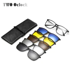 Due Oclock Magnetica Occhiali da Sole Donne Degli Uomini Polarizzati UV400 Clip on Occhiali da Miopia Ottica Occhiali da Vista Telaio Pc 5 in 1 occhiali